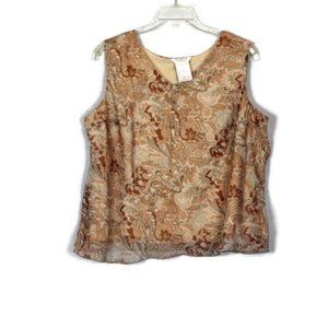ConradC Brown Women's Sleeveless Blouse Lined Pullover Size 18 025